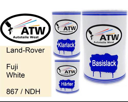 Land-Rover, Fuji White, 867 / NDH: 500ml Lackdose + 500ml Klarlack + 250ml Härter - Set, von ATW Autoteile West.